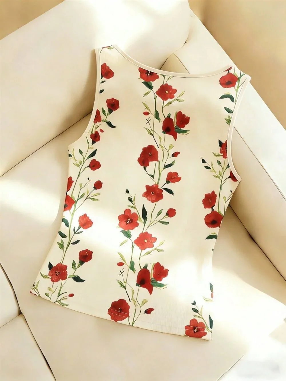 Apricot Boho Women's V-Neck Sleeveless Tank Top
